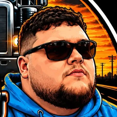 Illustration of host two: curly hair, blue hoodie and sunglasses